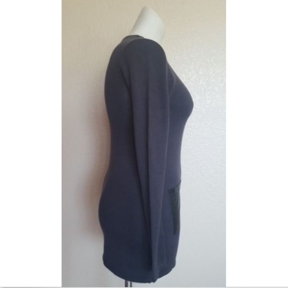 Mod-O-Doc Faux Leather Pocket Long Sleeve Sweater Dress Size S Brown New - Picture 2 of 5